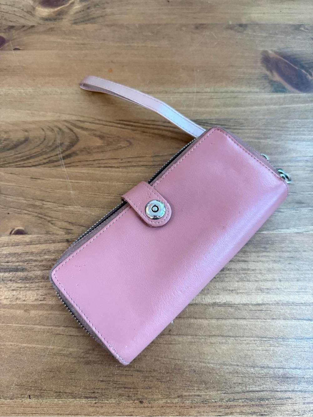 Pink Leather Wristlet Wallet